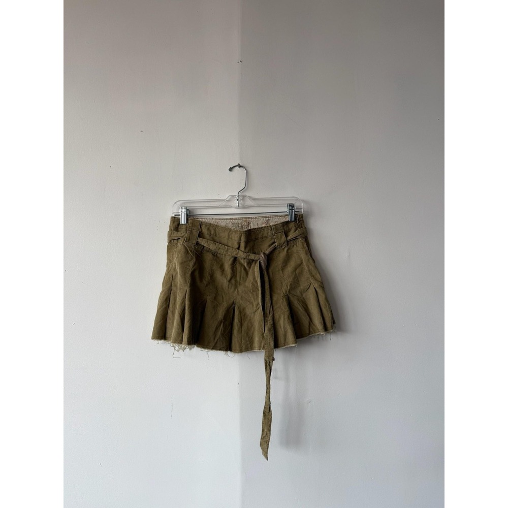 American Eagle Skirt Womens 2 Green Corduroy Mini Pleated Raw Hem Y2K Grunge
